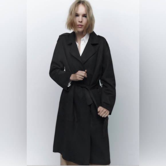 Faux suede trench jacket - Picture 2 of 11